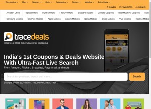 How tracedeals.in looks like on a tablet such as an iPad.