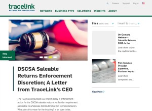 How tracelink.com looks like on a tablet such as an iPad.