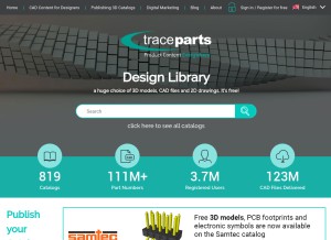 How traceparts.com looks like on a tablet such as an iPad.