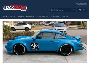 How trackdecals.com looks like on a tablet such as an iPad.