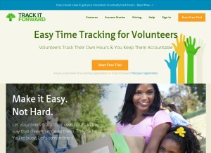 How trackitforward.com looks like on a tablet such as an iPad.