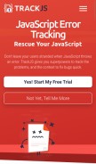 How trackjs.com looks like on a mobile device such as an iPhone.