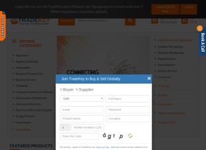 How tradekey.com looks like on a tablet such as an iPad.