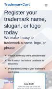 How trademarkcart.com looks like on a mobile device such as an iPhone.