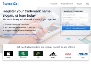 How trademarkcart.com looks like on a tablet such as an iPad.