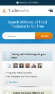 How trademarkia.com looks like on a mobile device such as an iPhone.