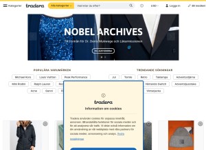 How tradera.com looks like on a tablet such as an iPad.