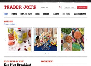 How traderjoes.com looks like on a tablet such as an iPad.
