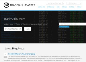 How tradeskillmaster.com looks like on a tablet such as an iPad.