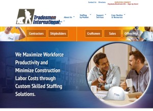 How tradesmeninternational.com looks like on a tablet such as an iPad.