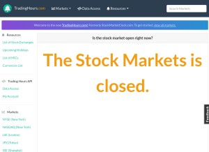 How tradinghours.com looks like on a tablet such as an iPad.