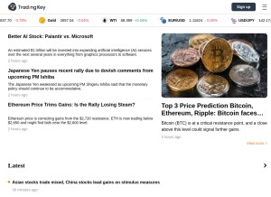 How tradingkey.com looks like on a tablet such as an iPad.