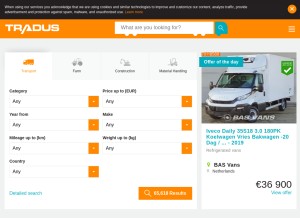 How tradus.com looks like on a tablet such as an iPad.