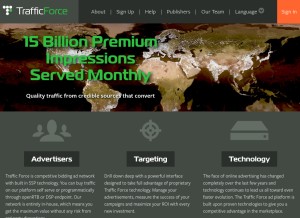 How trafficforce.com looks like on a tablet such as an iPad.