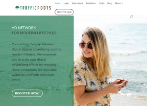 How trafficroots.com looks like on a tablet such as an iPad.