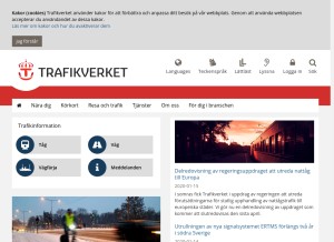 How trafikverket.se looks like on a tablet such as an iPad.