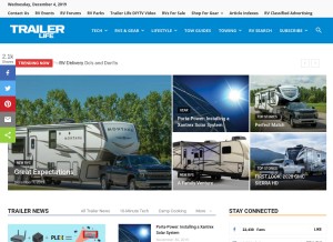 How trailerlife.com looks like on a tablet such as an iPad.