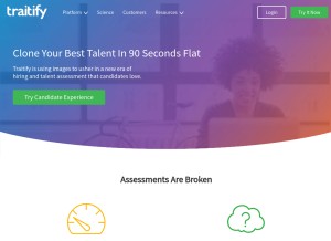 How traitify.com looks like on a tablet such as an iPad.
