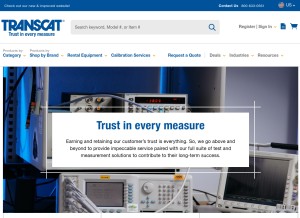 How transcat.com looks like on a tablet such as an iPad.
