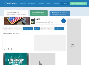How translate.com looks like on a tablet such as an iPad.
