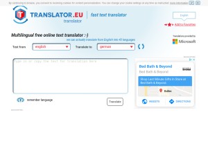 How translator.eu looks like on a tablet such as an iPad.