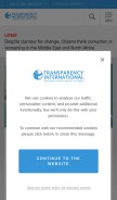 How transparency.org looks like on a mobile device such as an iPhone.