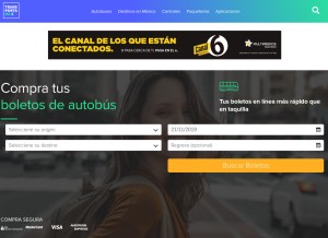 How transportamex.com looks like on a tablet such as an iPad.