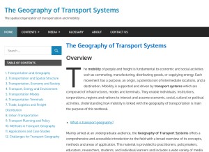 How transportgeography.org looks like on a tablet such as an iPad.