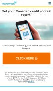 How transunion.ca looks like on a mobile device such as an iPhone.