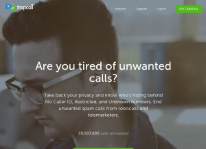 How trapcall.com looks like on a tablet such as an iPad.