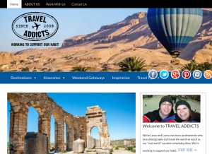 How traveladdicts.net looks like on a tablet such as an iPad.