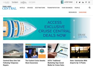 How travelagentcentral.com looks like on a tablet such as an iPad.