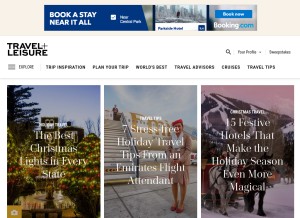 How travelandleisure.com looks like on a tablet such as an iPad.