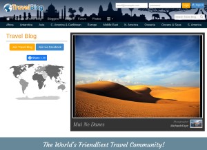 How travelblog.org looks like on a tablet such as an iPad.