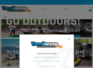 How travelcampgear.com looks like on a tablet such as an iPad.