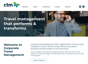 How travelctm.com looks like on a tablet such as an iPad.