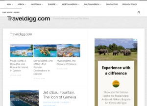 How traveldigg.com looks like on a tablet such as an iPad.