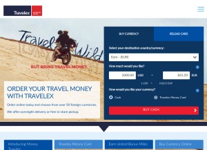 How travelex.com looks like on a tablet such as an iPad.