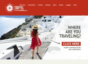 How travelfashiongirl.com looks like on a tablet such as an iPad.