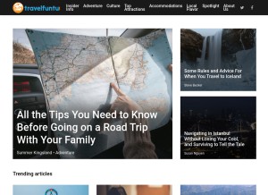 How travelfuntu.com looks like on a tablet such as an iPad.