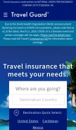 How travelguard.com looks like on a mobile device such as an iPhone.