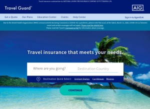 How travelguard.com looks like on a tablet such as an iPad.