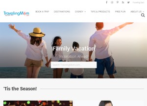 How travelingmom.com looks like on a tablet such as an iPad.
