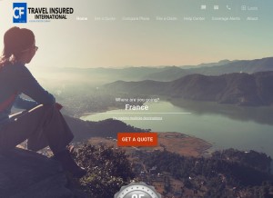 How travelinsured.com looks like on a tablet such as an iPad.