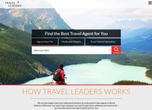How travelleaders.com looks like on a tablet such as an iPad.