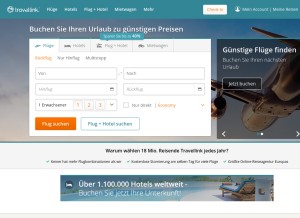 How travellink.de looks like on a tablet such as an iPad.