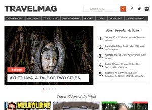 How travelmag.com looks like on a tablet such as an iPad.