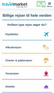 How travelmarket.dk looks like on a mobile device such as an iPhone.