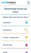 How travelmarket.no looks like on a mobile device such as an iPhone.