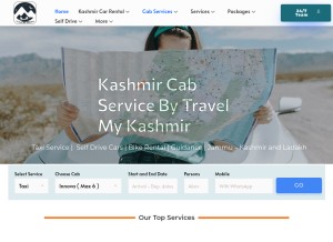 How travelmykashmir.com looks like on a tablet such as an iPad.